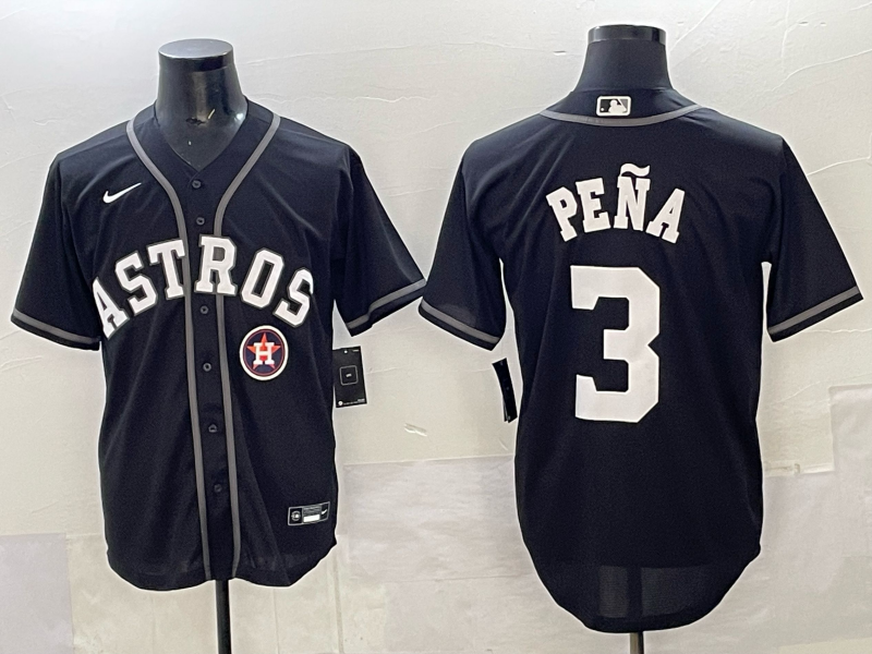 Men Houston Astros #3 Pena Black Nike 2025 MLB Jersey 008
